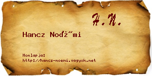 Hancz Noémi névjegykártya